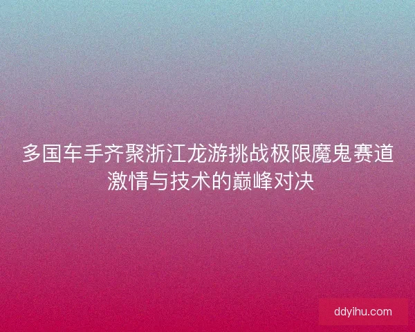 多国车手齐聚浙江龙游挑战极限魔鬼赛道 激情与技术的巅峰对决
